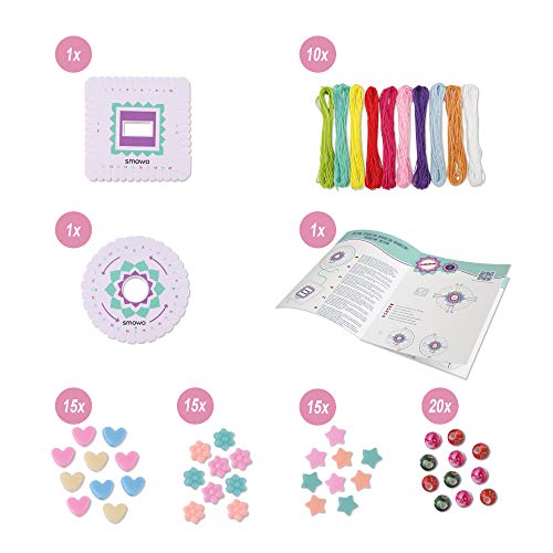 Smowo® Kit para hacer pulseras de hilo – Set para tejer pulseras de la amistad para niñas - Incluye manual y videos de instrucciones