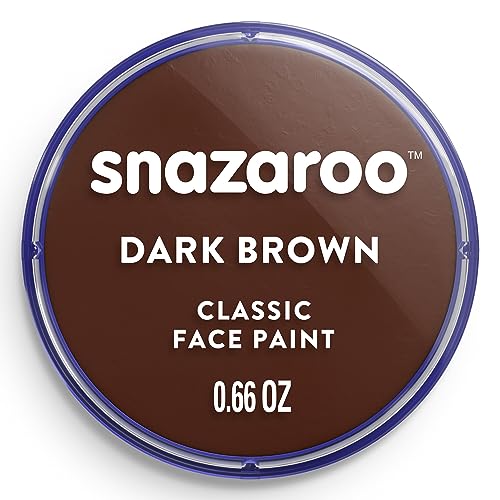Snazaroo - Pintura facial y corporal, 18 ml, color marrón oscuro, profesional a base de agua, pastilla de aquacolor individual para adultos, niños y efectos especiales