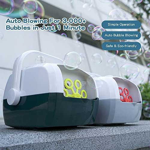 Soplador de burbujas automático, fabricante de burbujas automático portátil para exteriores/interiores, más de 3000 burbujas por minuto burbujas para niños pequeños, máquina de burbujas para fiestas,