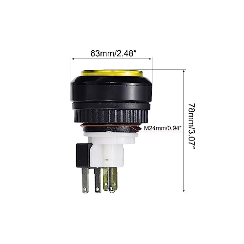 sourcing map Starts Arcade Buttons ABS American Small Round with Light Micro Switch for Arcade Machine Video Games Parts DC 12V Yellow