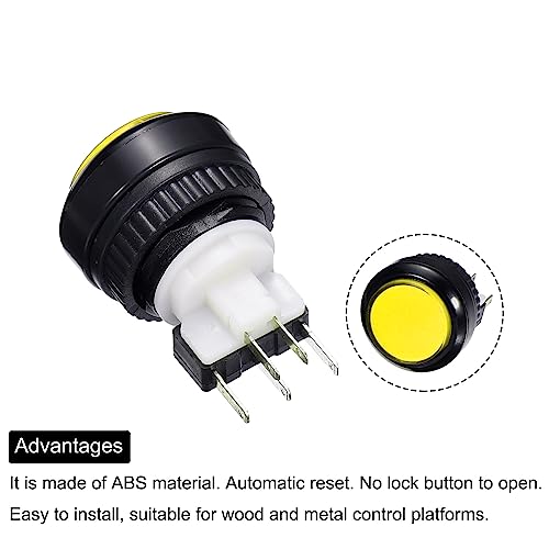 sourcing map Starts Arcade Buttons ABS American Small Round with Light Micro Switch for Arcade Machine Video Games Parts DC 12V Yellow