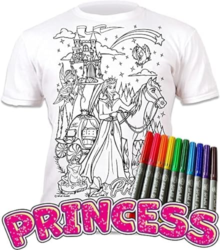 Splat Planet Camiseta de Princesa para Colorear con 10 bolígrafos mágicos Lavables no tóxicos - Camiseta para Colorear y Lavar (12-13 años)
