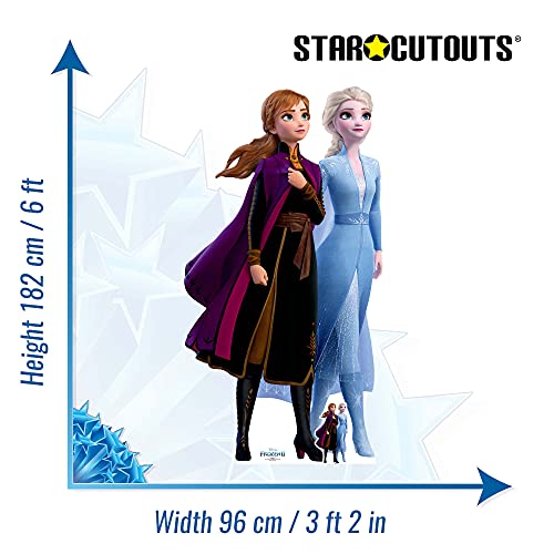 Star Cutouts-SC1424 Star Cutouts Ltd Anna y Elsa Viaje juntos perfecto para fanáticos de Frozen, fiestas y eventos. Altura: 182 cm, ancho: 96 cm, color (SC1424)
