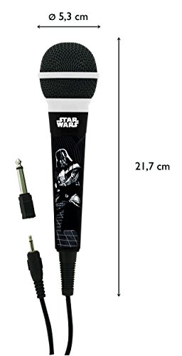 Star Wars MIC100SW Micrófono dínámico con Conector 3,5 mm y Adaptador de 6,3 mm, Ideal para Karaoke (Lexibook, color negro