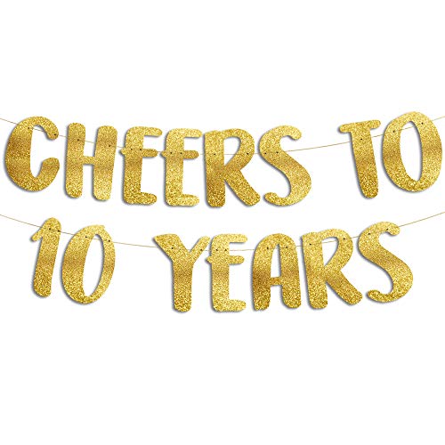 Sterling James Co. Aplausos A 10 Años Pancarta De Brillo Dorado - 10 Aniversario Y Decoraciones De Fiesta De Cumpleaños