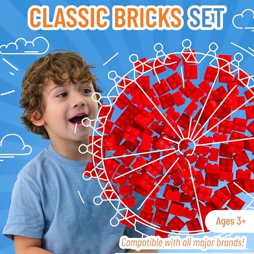 Strictly Briks - Classic Bricks - Set de Ladrillos para Construir de 2 x 2-100 % Compatible con Todas Las Grandes Marcas de Ladrillos - Rojo - 144 Piezas