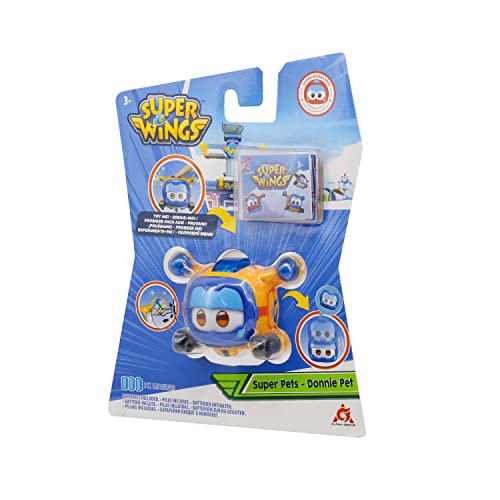 Super Wings Toys for 3 4 5 6 7 8 9 Year Old Boy Girl, Donnie Super Pet w/Light Facial Expressions Interchanging Gift, Yellow