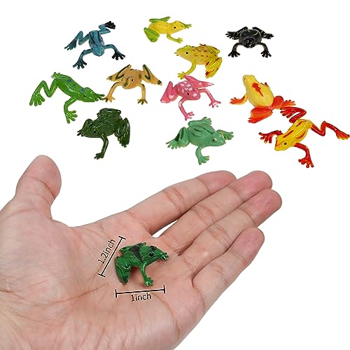 SYF-UN 12 piezas de plástico forjas coloridas mini estanque decoración tropical modelo de rana saltando para aprendizaje