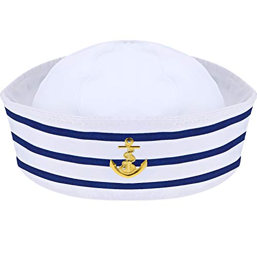 Syhood Sombrero de Marinero Gorros de Capitán Azul Yate de Marino con Blanco Sombrero de Vela para Accesorios de Disfraz Adultos Niños Mujer (Estilo Sencillo)