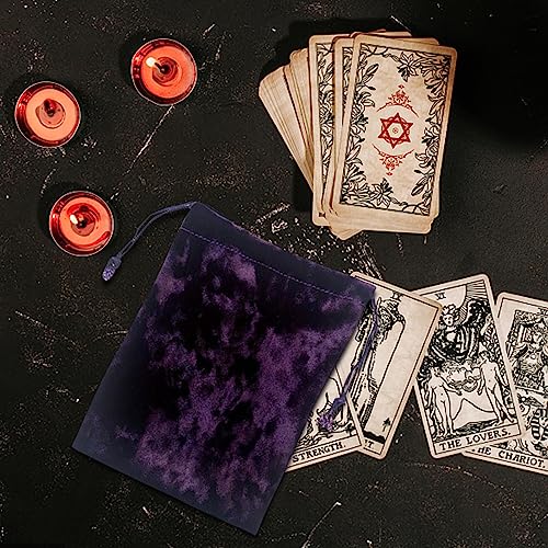 Sysdisen Estuche pequeño con cordón,Cartas Tarot con cordón | Fate Divination Supplies Tarot Card Holder Bag, Portable Pouch Bag for, Oracle Decks, Runes, Dice, Jewelry, Crystal