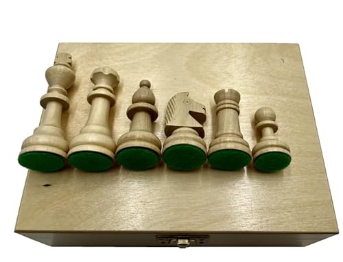 SZACHY-SZAFRANIEC - Juego de ajedrez - Torneo Staunton 4 - Baúl Plegable |21 x 15 x 8 cm | de Madera y 32 Piezas de ajedrez Staunton 4 - Chess Set