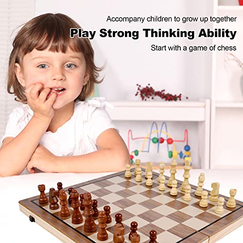 Tablero de ajedrez magnético 2 en 1, Tablero de ajedrez de Madera Premium, Juego de ajedrez Exclusivo,Tablero de ajedrez de Madera para Principiantes para niños con Tablero de Almacenamiento portátil
