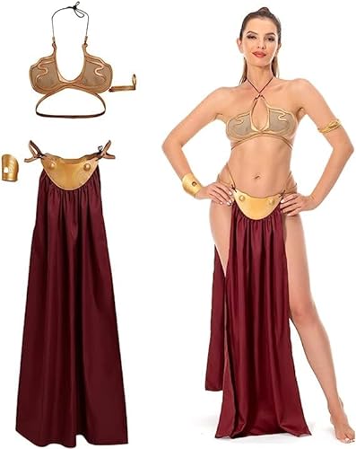 Taeyue Leia - Disfraz de princesa para cosplay, figura Jedi, princesa, esclavo, cosplay, bikini, traje de Halloween, carnaval, trajes para mujeres, S