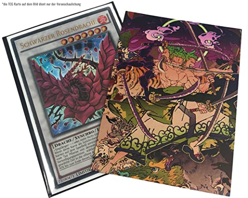 TCG Roronoa Zoro Card Sleeves (One Piece) | 70 fundas para tarjetas de tamaño estándar para One Piece, Magic the Gathering, Pokemon, Yugioh Oversleeves, y más