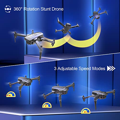 tech rc Mini Drones con Cámara 1080P, App WiFi FPV, Modo sin Cabeza, Despegue con Una Tecla y Aterrizaje por Gravedad RTF, Drone Plegable con Dos Baterías, Adecuado Para Principiantes y Niños