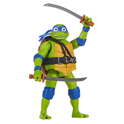 Teenage Mutant Ninja Turtles 83351CO Mutant Mayhem Figura de Leonardo Deluxe Ninja Shouts de 5.5 Pulgadas. Regalo Ideal para niños de 4 a 7 años y fanáticos de TMNT, Color Negro