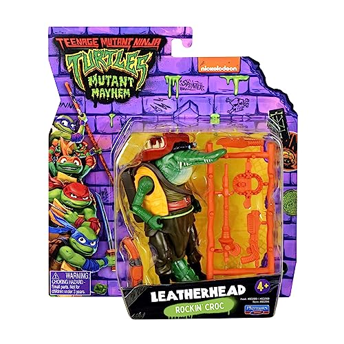 Teenage Mutant Ninja Turtles- Leatherhead Mutant Mayhem-Figura de acción básica de Cuero de 4.5 Pulgadas. Regalo Ideal para niños de 4 a 7 años y fanáticos de TMNT (Playmates 83294CO)
