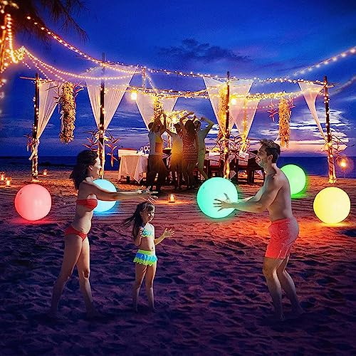 Teksome Piscina | Pelotas Playa iluminadas | Pelotas Playa iluminadas | Bolas Juegos Playa Piscina con 16 Colores luz | Decoraciones Playa Que Brillan en la Oscuridad