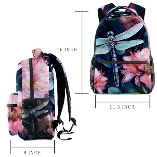 Ten éxito con estilo con nuestra mochila escolar con patrón de libélula: eleva tu educación con moda, multicolor