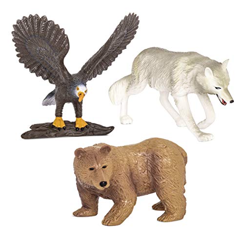 Terra by Battat – Juguetes de Animales para niños – 3 Figuras de Animales del Bosque – Juego de Animales realistas – Lobo, Oso, águila – 3 años + – Animales del Bosque: Lobo, Oso, Águila