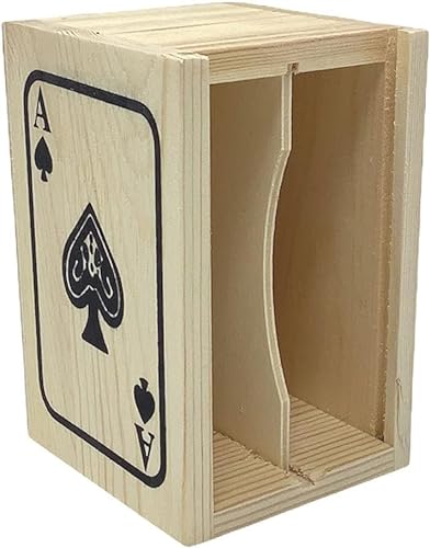 Terryshop74 Caja de naipes de madera caja para guardar 2 barajas de cartas francesas napolitanas escala 40 burraco poke