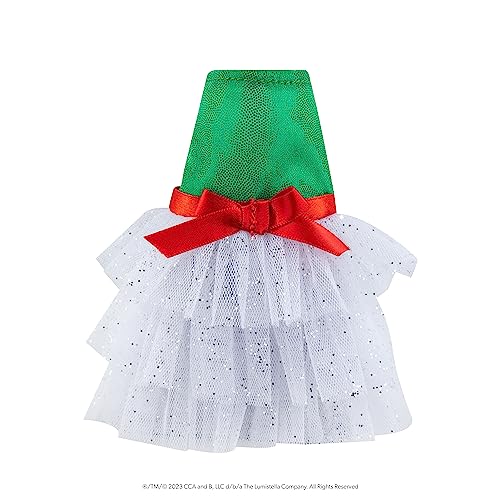The Elf on the Shelf Claus Couture Merry Mistletoe - Juego de Ropa de Fiesta para tu Elfo Explorador, Accesorios Incluyen Vestido Blanco con corpiño Verde Brillante