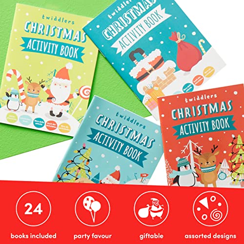 THE TWIDDLERS Paquete de 24 minilibros de Actividades navideñas Que Incluyen Colorear, Rompecabezas y Juegos, Aptos para Rellenar Calcetines de Navidad y premios para el Aula