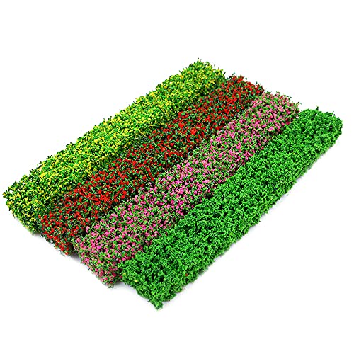 Tiardey,8 Piezas,4 Colores,Tiras de arbustos en Miniatura,Grupos de vegetación de armodelo de arbusto,Modelo de Paisaje estático,Plantas Artificiales para Bricolaje