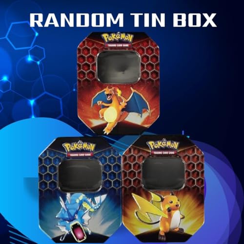 Tin Box Pokemon Random, tin box vacia para almacenamiento, Robusta caja Pokemon para cartas Pokemon, sobres Pokemon, monedas Pokemon, ideal para coleccionar en la estantería. (2 Unidades)