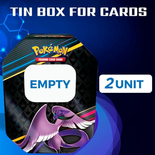 Tin Box Pokemon Random, tin box vacia para almacenamiento, Robusta caja Pokemon para cartas Pokemon, sobres Pokemon, monedas Pokemon, ideal para coleccionar en la estantería. (2 Unidades)