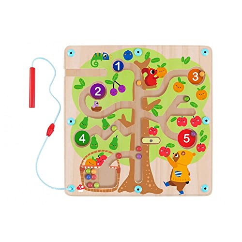 Tooky Toy árbol Laberinto Juguete Madera TH687 Bolas magnética Varilla magnética, Color:Multicolor