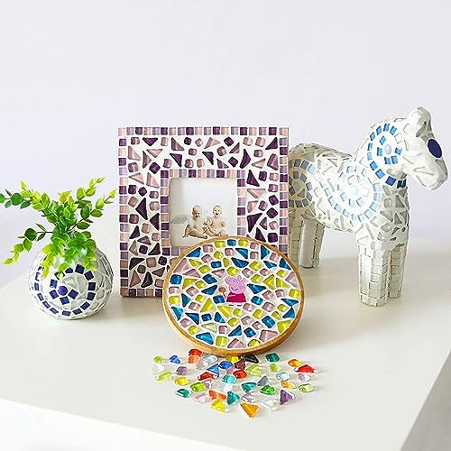 TOOSOAR 500g de Colores Mosaico Ceramica,Forma Irregular Mosaico de Cristal Azulejos, para Manualidades de Decoración Del Hogar