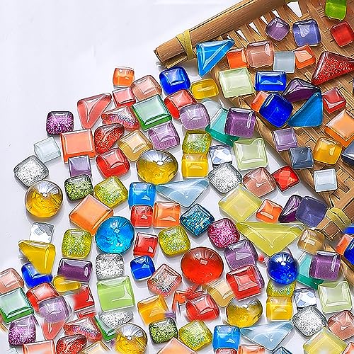 TOOSOAR 500g de Colores Mosaico Ceramica,Forma Irregular Mosaico de Cristal Azulejos, para Manualidades de Decoración Del Hogar