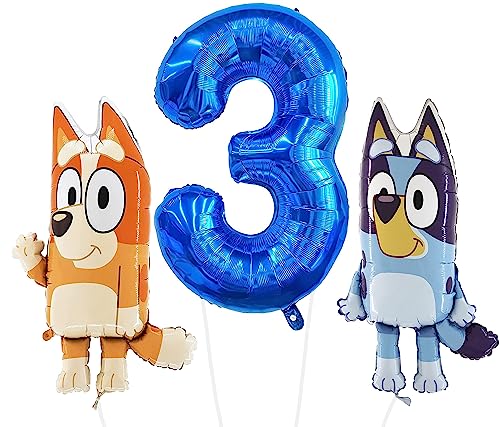 Toyland Bluey & Bingo Foil Balloon Pack - 2 Globos de Personajes de 32' y 1 Globo numérico de 40' - Decoraciones para Fiestas Infantiles