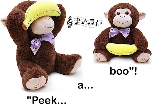 Toyland® Peluche de Mono Peekaboo de 30 cm, Juguete de Canto Animado de Doble función con Orejas en Movimiento, Desarrollo