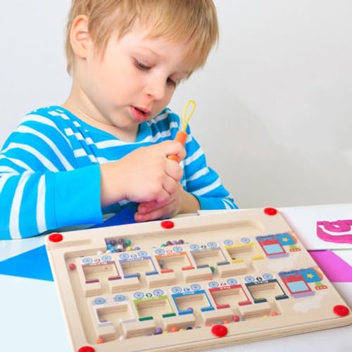 Toyvian Tablero Magnético De Laberinto De Colores Y Números Montessori De Madera Habilidades Motoras Finas Juguetes para Niños De 2 A 3 Años Actividades De Aprendizaje Preescolar Aula
