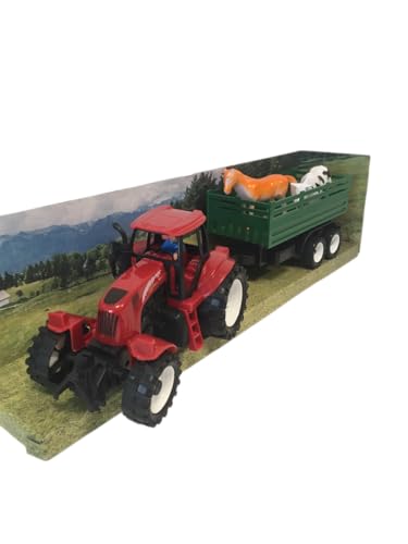 Tractor con remolque de juguete tractor agrícola con carro portaanimales de granja tractor de embrague tractor grande juguete para niños tractor con tanque remolque, colores surtidos