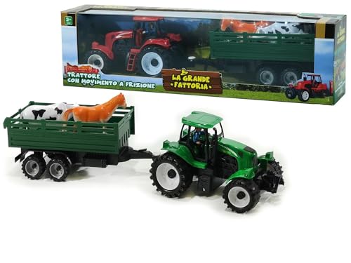 Tractor con remolque de juguete tractor agrícola con carro portaanimales de granja tractor de embrague tractor grande juguete para niños tractor con tanque remolque, colores surtidos