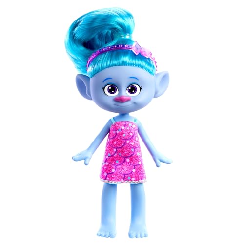 Trolls 3 Todos Juntos Muñeca Chenille con pelo azul, inspirada en la película, juguete +3 años (Mattel HNF15)