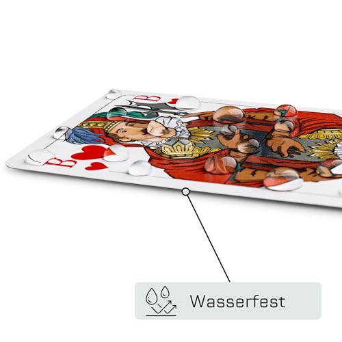 TS Spielkarten Juego de Cartas de skat de plástico 100% (plástico+), Imagen Francesa, Impermeable y Lavable, Tarjetas de Patinaje, Descuento a Elegir + Set de Caja de Metal (plástico)