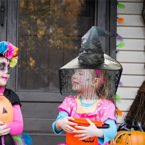 Tsuchiya Sombrero de bruja de Halloween | Sombrero misterioso con volantes para Halloween, disfraz de bruja, accesorio de disfraz para adultos para fiesta de Halloween, fiesta de disfraces, cosplay,