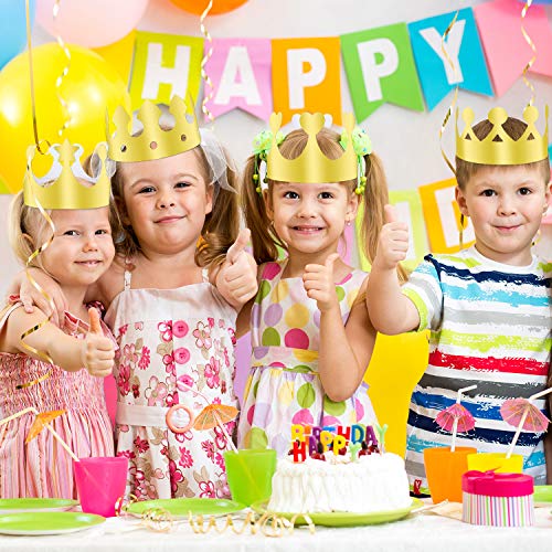 TUPARKA 24 Piezas de Papel Corona de Oro del Rey Partido de la Hoja de Oro Corona Coronas del Casquillo del Sombrero de la celebración del cumpleaños del bebé Ducha Accesorios de Fotos (6 Estilos)