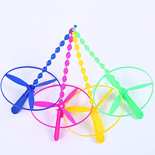 Twisty Pull String Platillos voladores Spinning Flying Disc Helicopteros Juguete Juguetes educativos para niños Estilo Aleatorio, Color Aleatorio (10 Piezas)