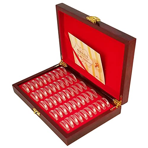 Tytlyworth Cajas de exhibición de Madera para coleccionistas de Monedas,Monedero Altamente Transparente con Junta - Caja de Almacenamiento Universal para coleccionistas de Monedas para 50 Monedas