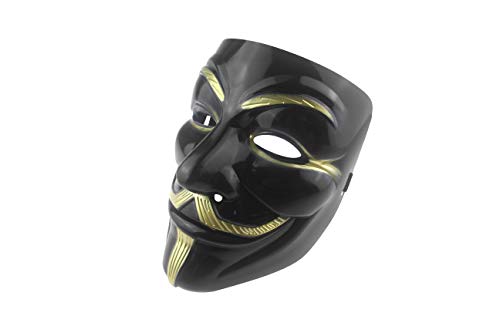 Udekit Hacker Máscara V para Vendetta Máscara para Niños, Mujeres, Hombres, Disfraz De Halloween, Cosplay Negro