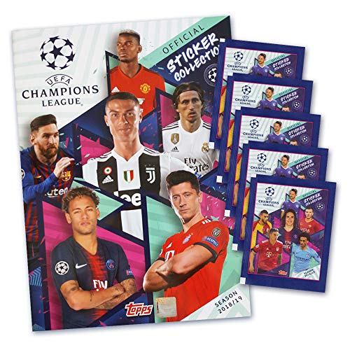 UEFA Champions League Topps 2018/19 - Sticker Album - con 5 X 5 Busta Sticker = 25 Extra