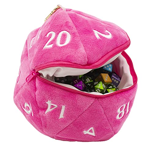 Ultra PRO Bolsa de dados de felpa D20 rosa caliente La bolsa de dados perfecta para cualquier juego de rol como Magic: The Gathering y D&D, lleva hasta 50 dados en una elegante bolsa de felpa y