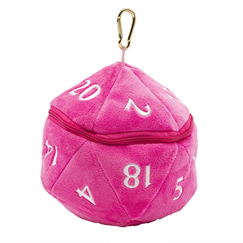 Ultra PRO Bolsa de dados de felpa D20 rosa caliente La bolsa de dados perfecta para cualquier juego de rol como Magic: The Gathering y D&D, lleva hasta 50 dados en una elegante bolsa de felpa y