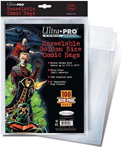 Ultra Pro Bolsas de cómic resellables de tamaño Dorado de 7-3/4 x 10-1/2 Pulgadas (100 Unidades), Color Cream (E-82228)