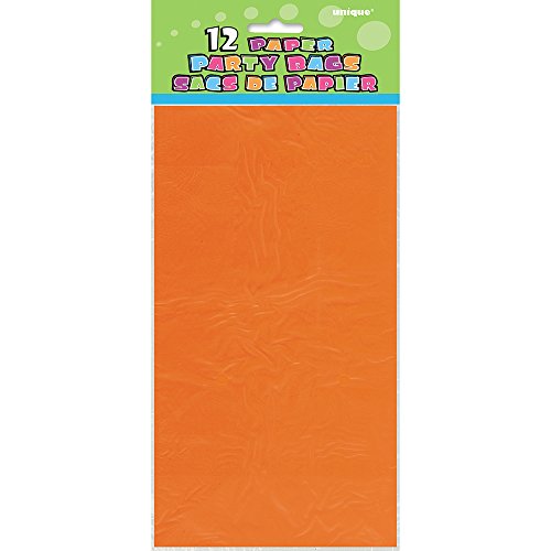 Unique- Halloween 12 Bolsas de Regalo de Papel, Color naranja, paquete de 30 (59013)